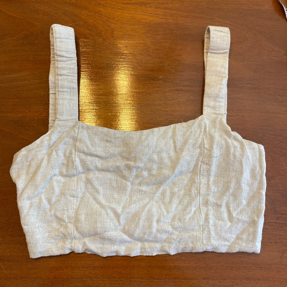 Women’s Beige Cream Trendy Crop Top with Wide Straps
